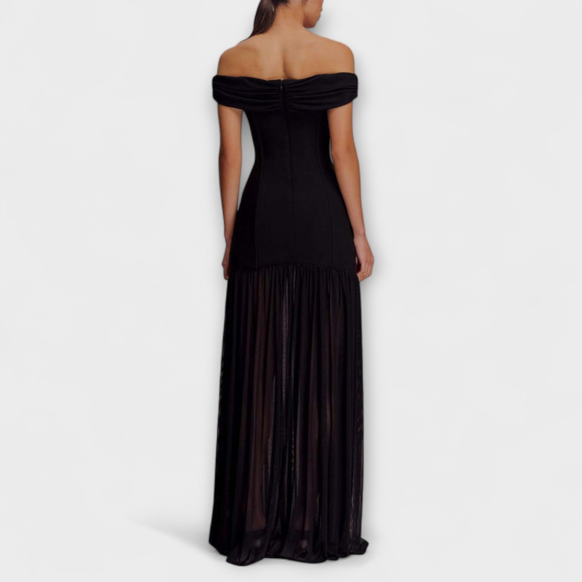 Maelie - Stylish Strapless Bodycon Maxi Dress with Floral Embellishments