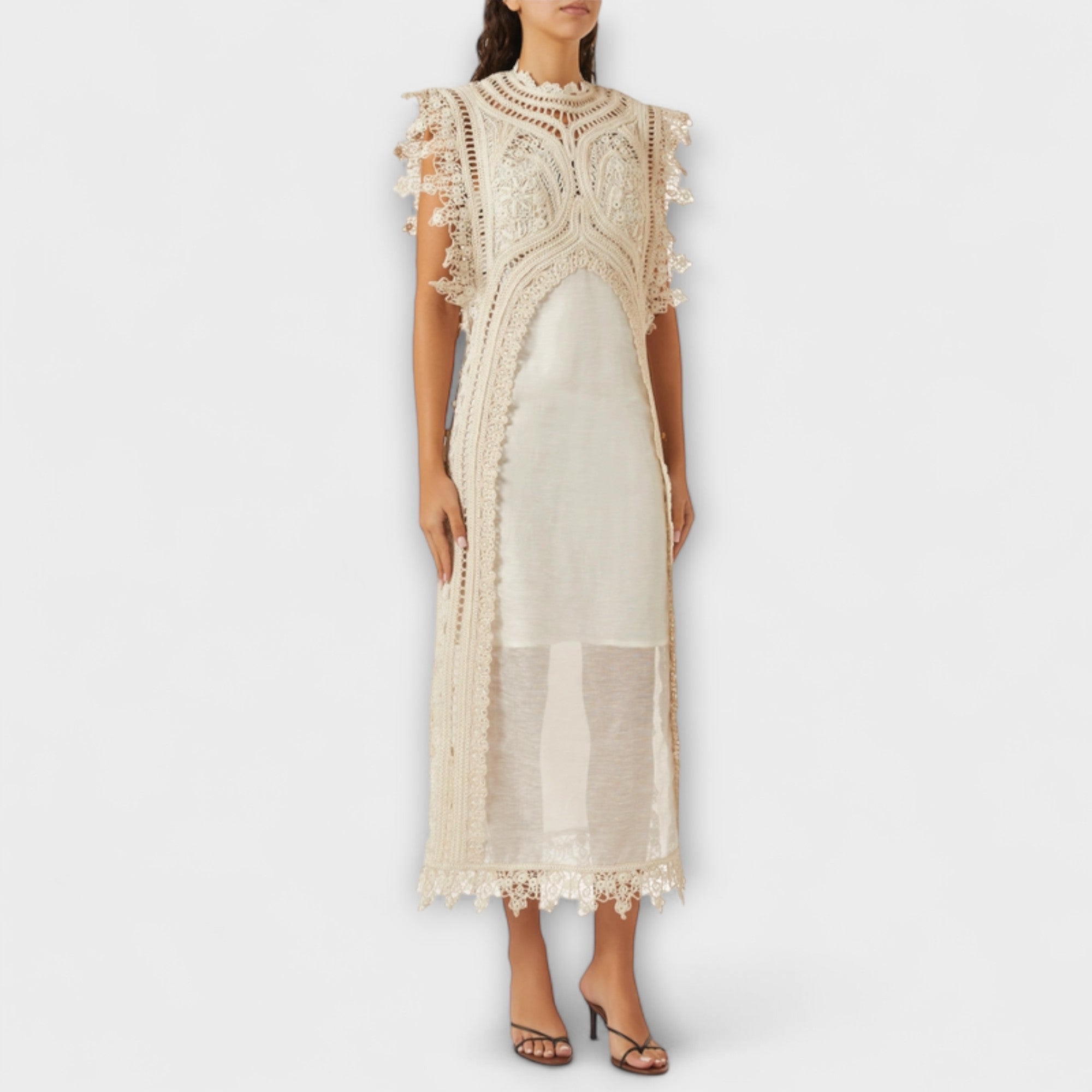 Mira - Woven Hollow Organza Maxi Dress