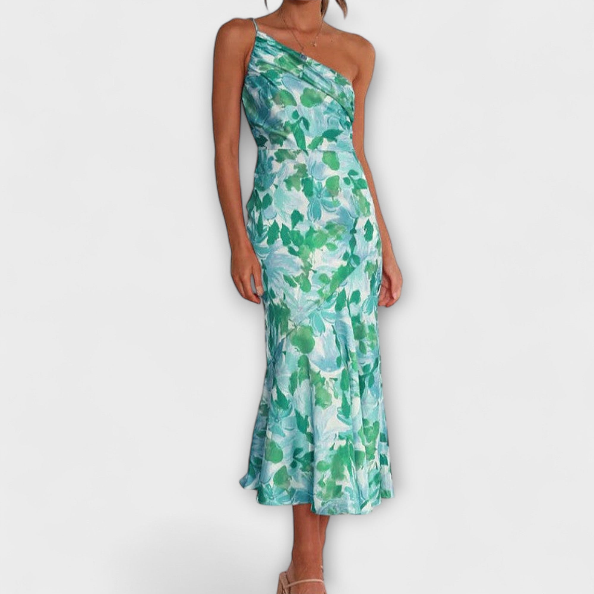 Tabea - Asymmetrical Floral Pattern Dress