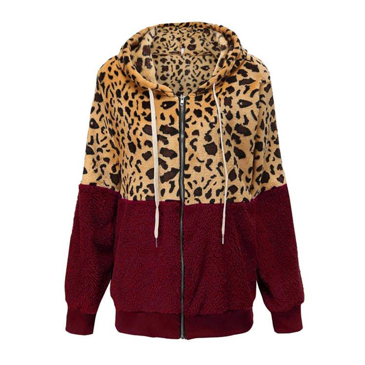 Lea - Fleece Hoodie with Leopard Design