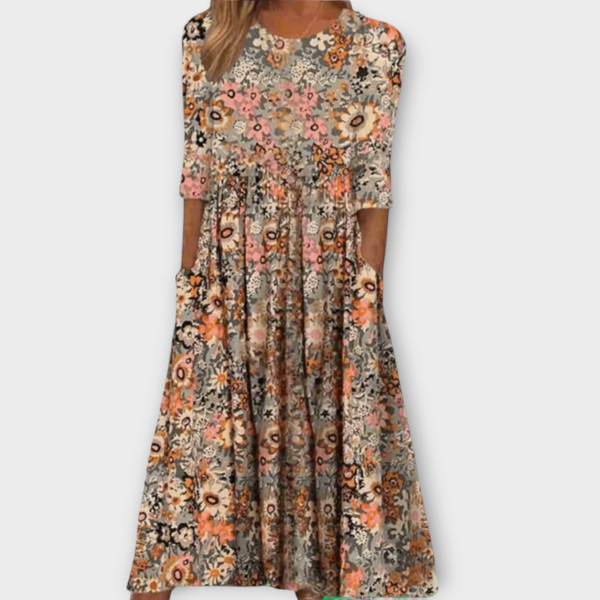 Paula - Elegant Floral Dress Made from Premium Fabric