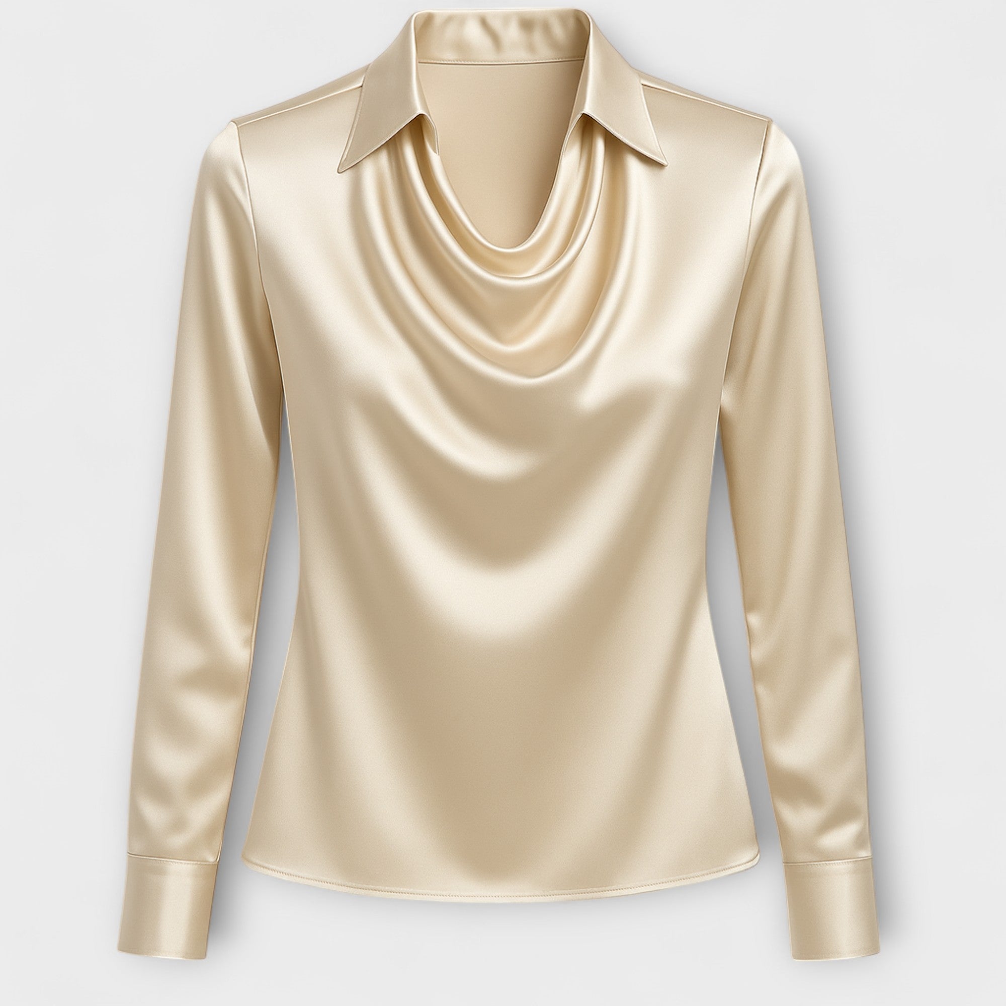 Shiny Blouse with Ruffled Hem