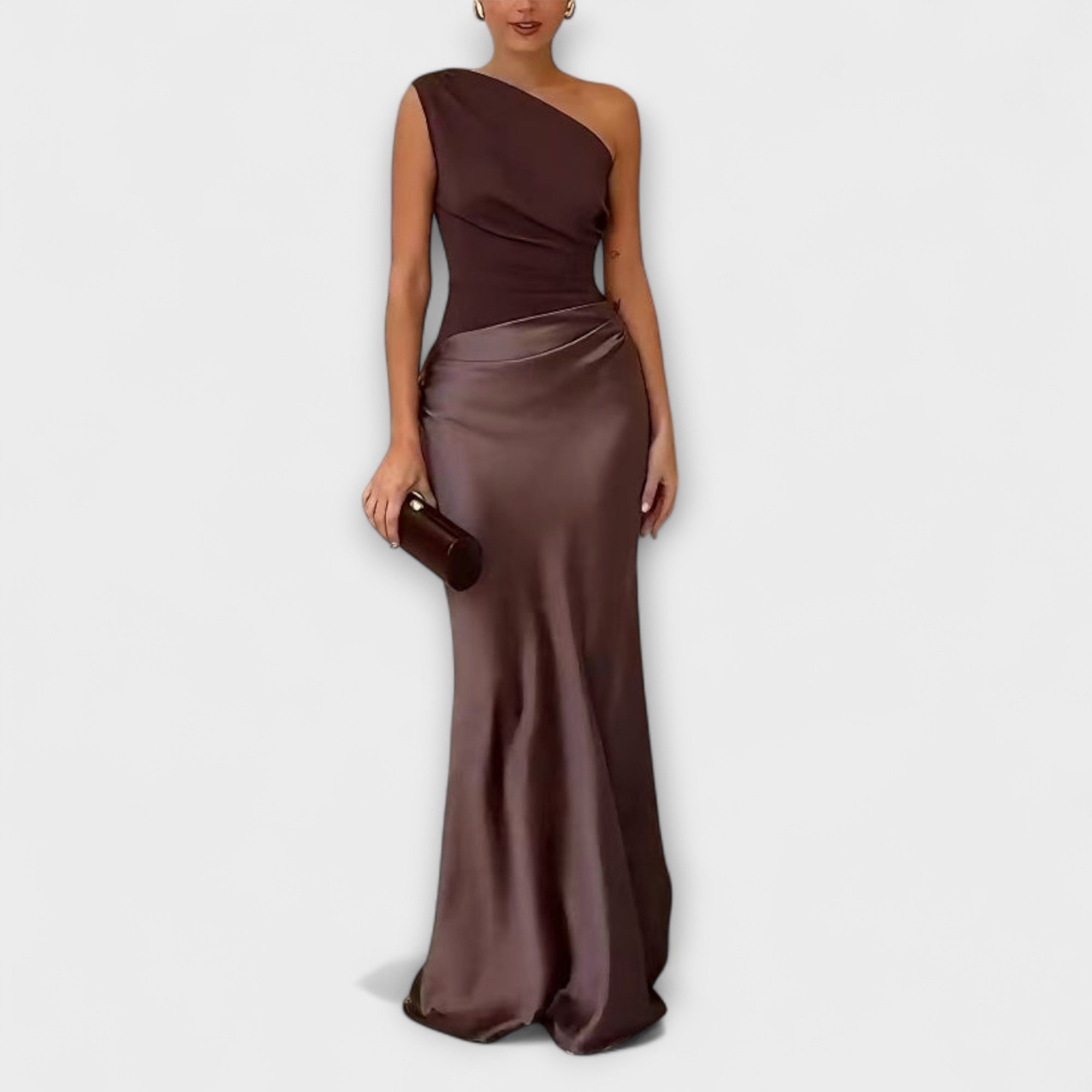 Elegant Maxi Dress with One Shoulder Strap and Pleats