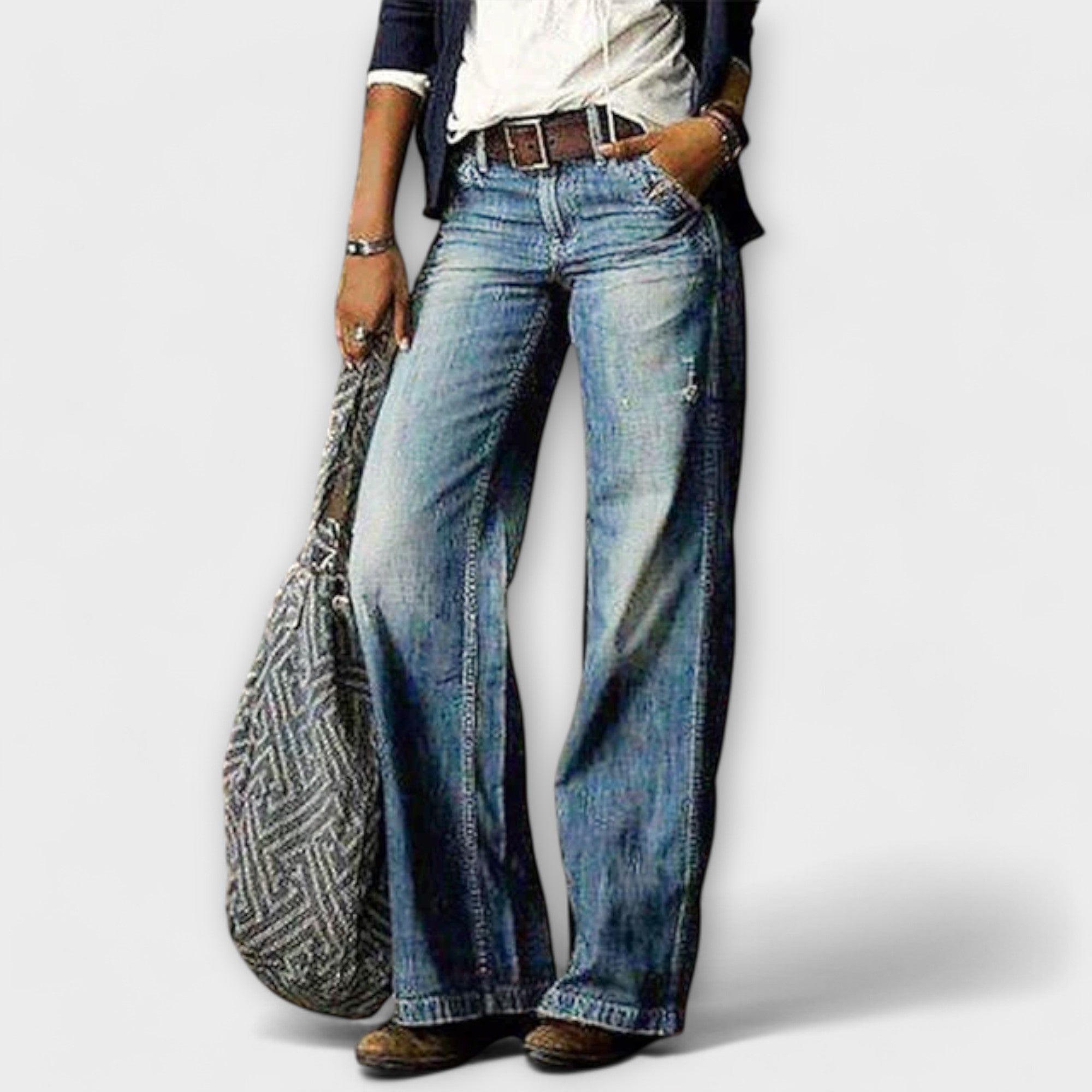 Cess - Denim Pants with Wide Leg