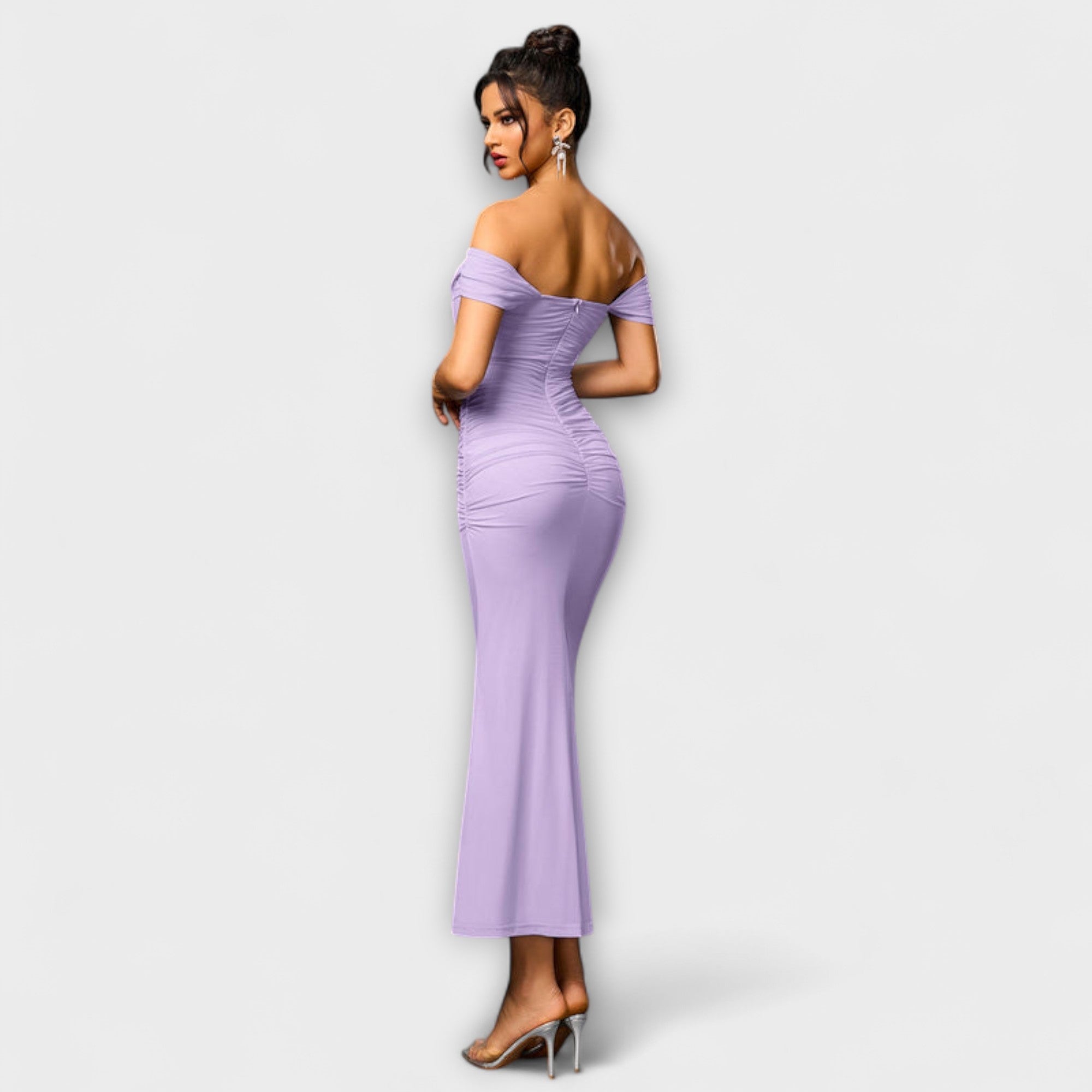 Ione - Off-Shoulder Ruffled Bodycon Dress