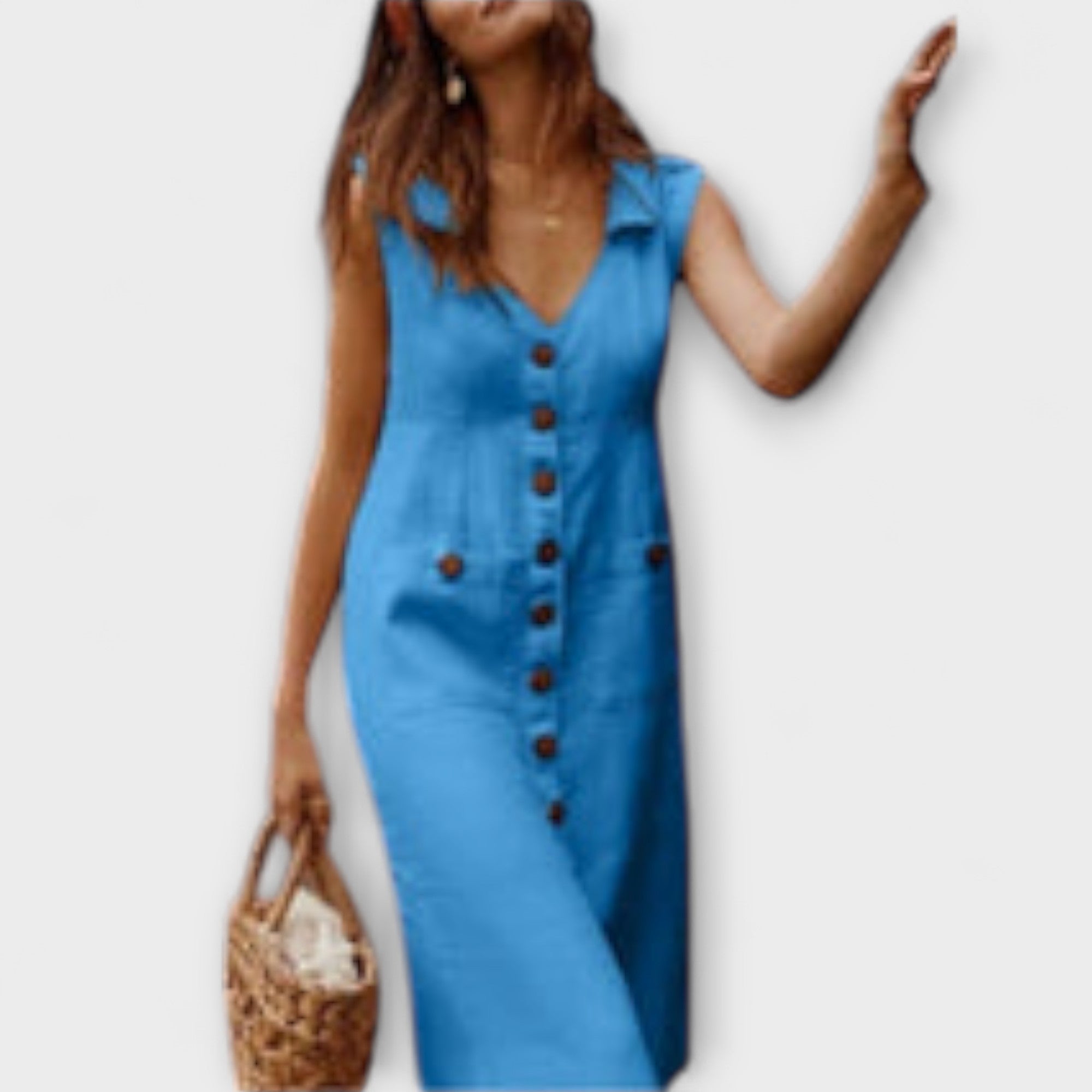 Nora – A-Line Dress Made of Cotton-Linen with Notched Collar