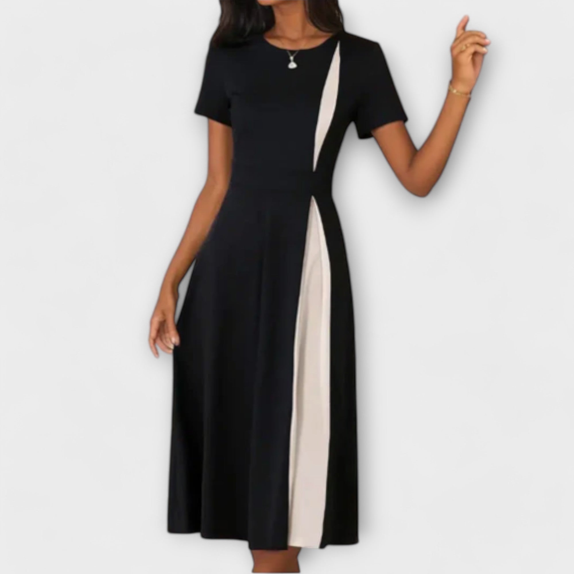 Hanne - Black and White Midi Dress