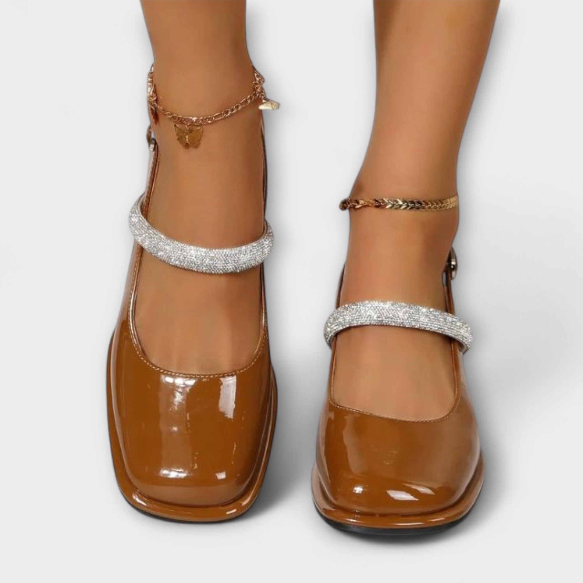 Celandra - Mary Janes with Glitter Straps and Block Heel
