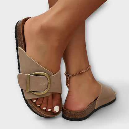 Margie - Women's Cork Sandals with Buckle Strap Design