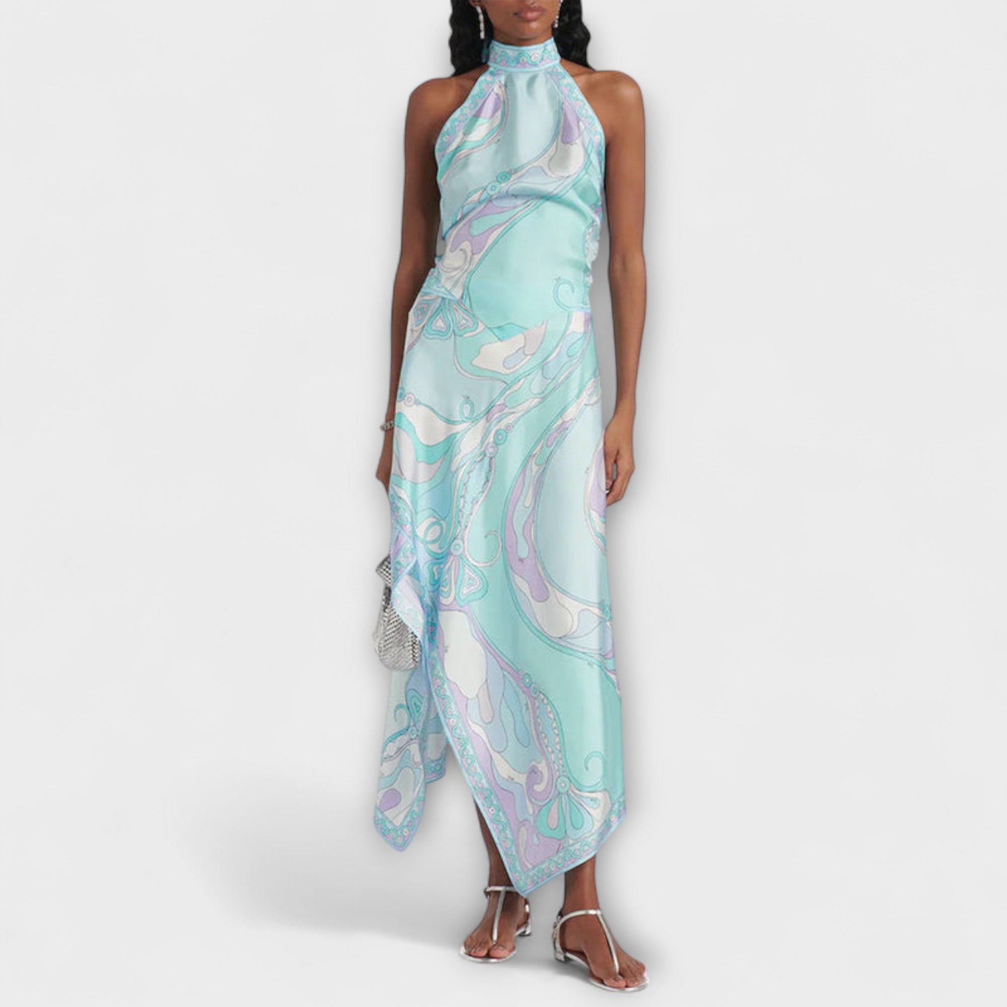 Everly - Set of Halter Top and Asymmetrical Midi Skirt