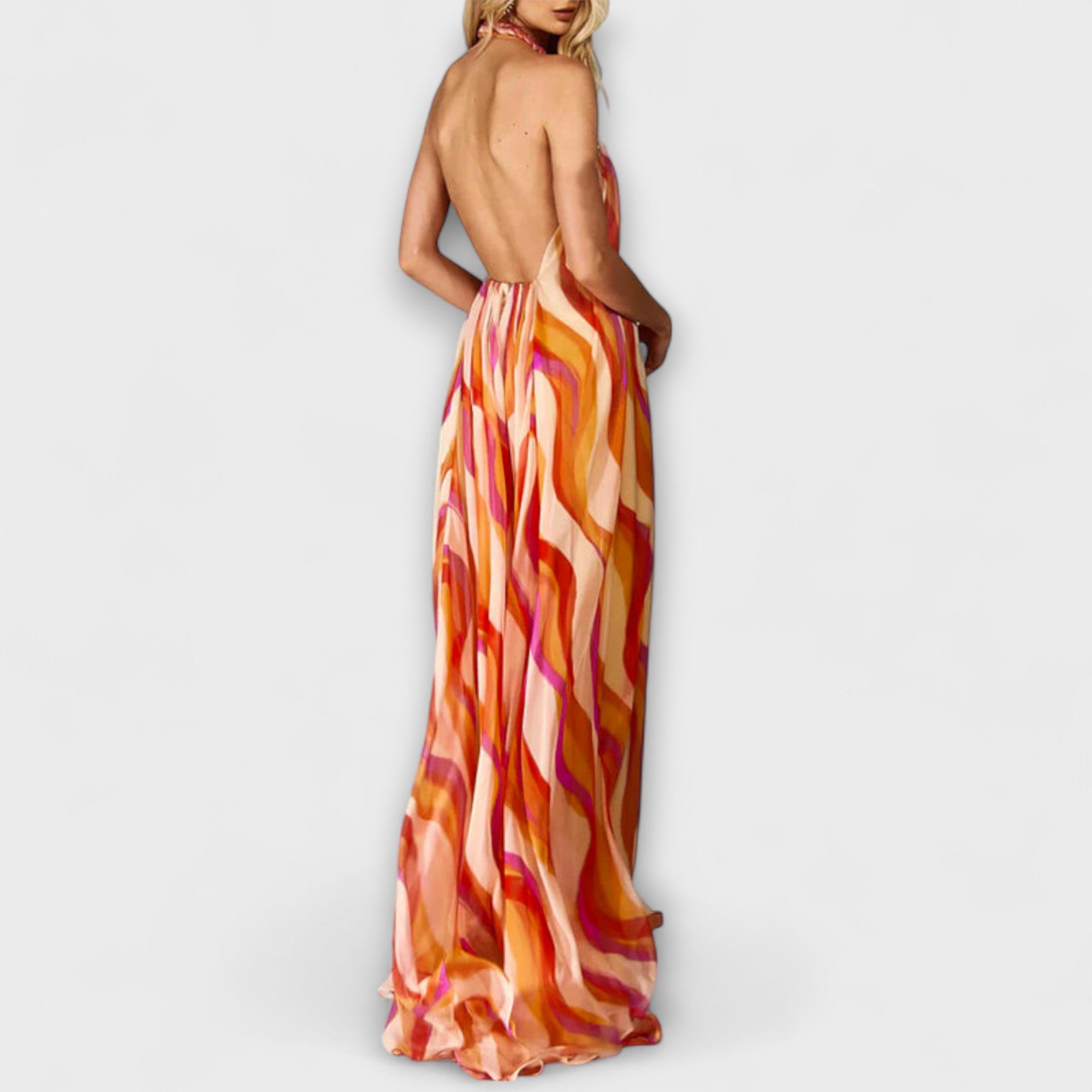Rumi - Stylish Braided Maxi Dress with Wave Pattern