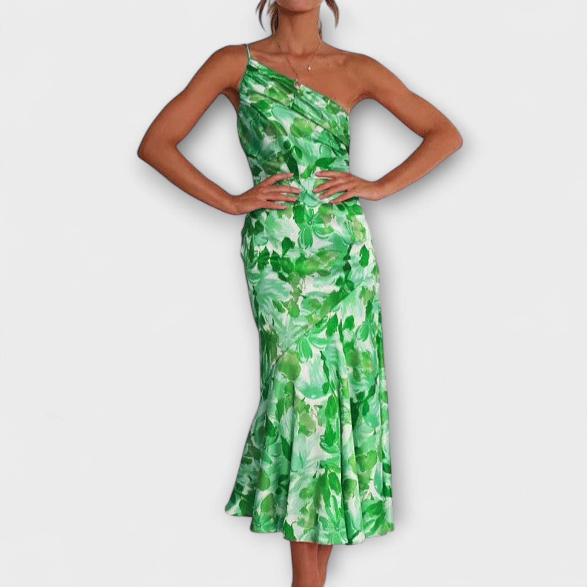 Tabea - Asymmetrical Floral Pattern Dress