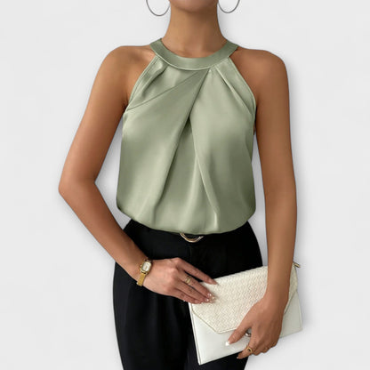 Skye - Chic Satin Blouse with Off-Shoulder Design