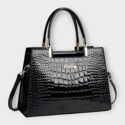 Aurellia. - Glossy Crocodile Leather Pattern Handbag
