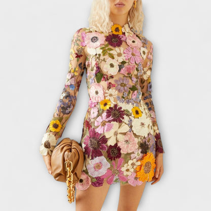 Dolores - Dress with 3D Flower Pattern