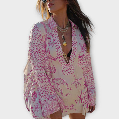 Liv - Water Satin Tassel Shirt and Shorts Set