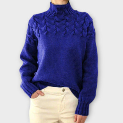 Eva - Women's Sweater with Cable Knit Detail