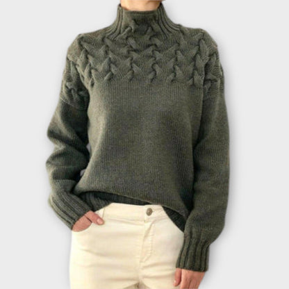 Eva - Women's Sweater with Cable Knit Detail