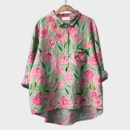 Magdalena - Handmade Women's Blouse with Floral Pattern
