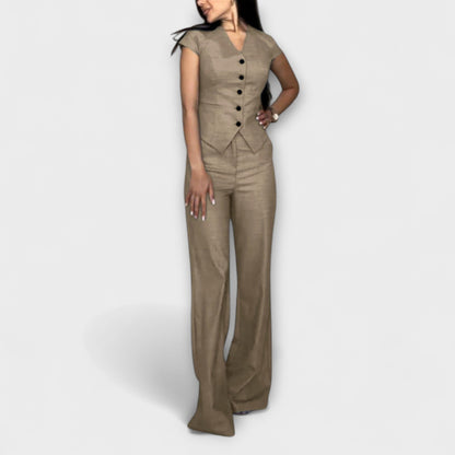Ivy - Stylish V-Neck Top and Pants Set