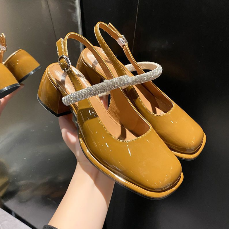 Celandra - Mary Janes with Glitter Straps and Block Heel