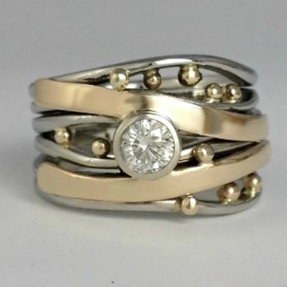 Classic Gold Inlaid Zirconia Ring