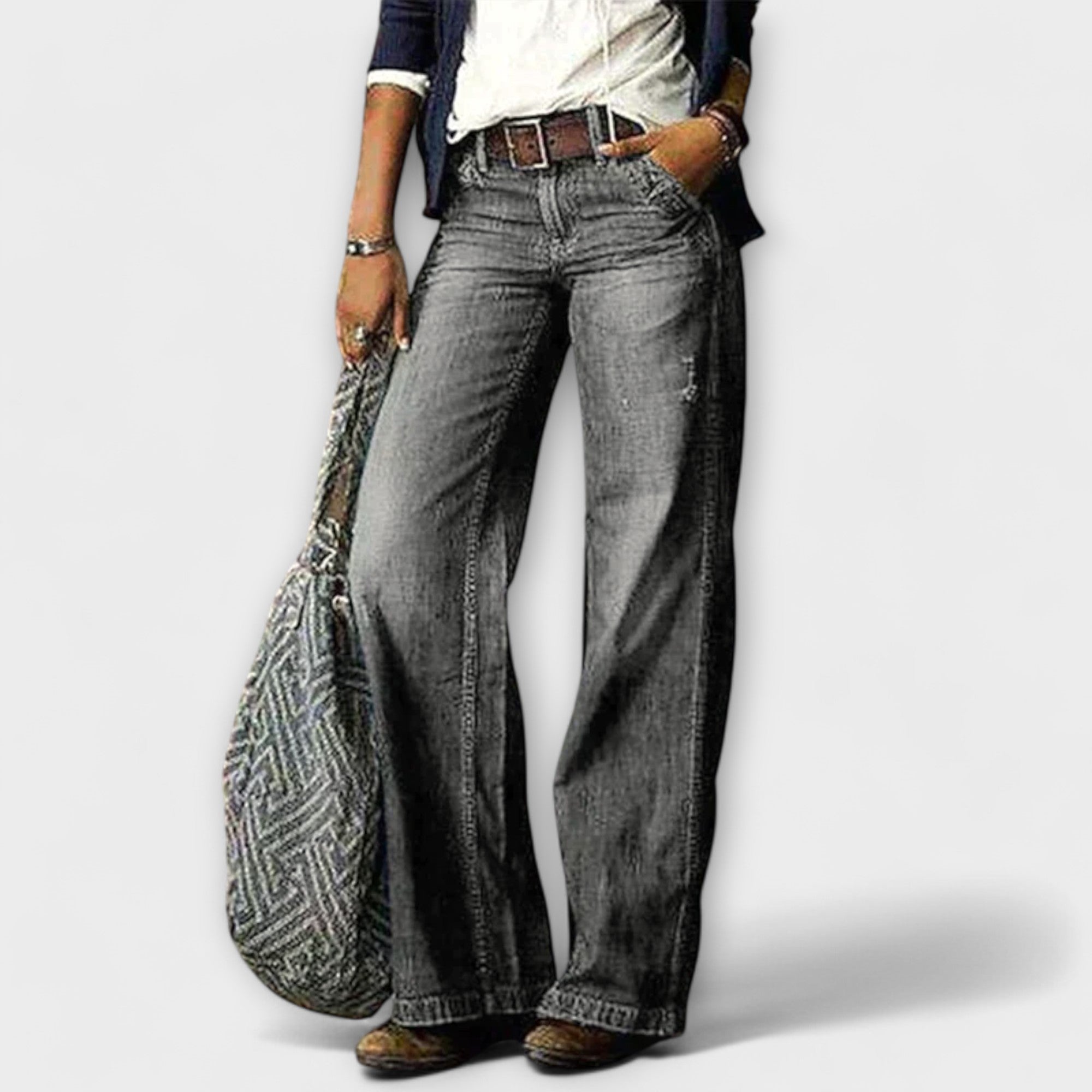 Cess - Denim Pants with Wide Legs
