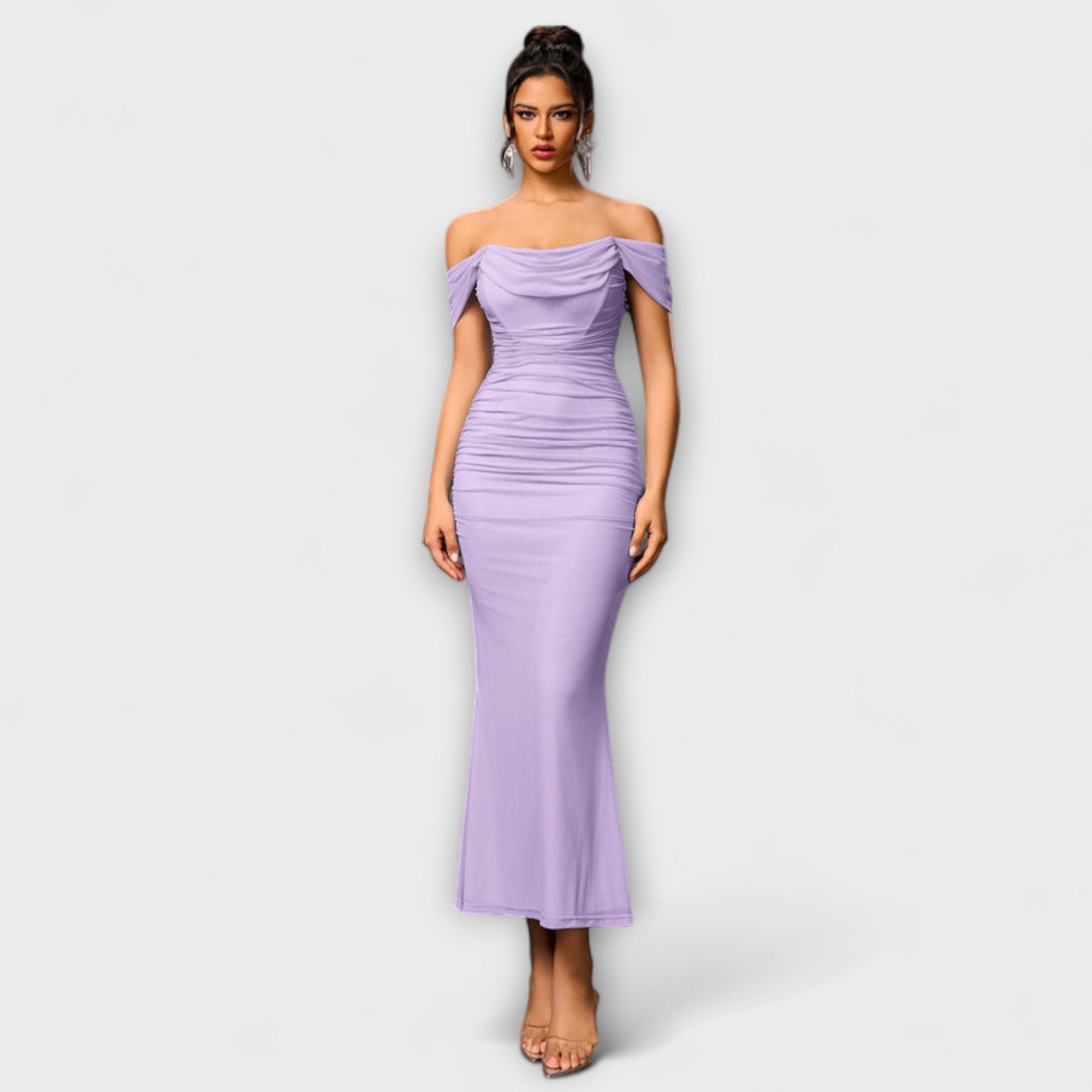 Ione - Off-Shoulder Ruffled Bodycon Dress