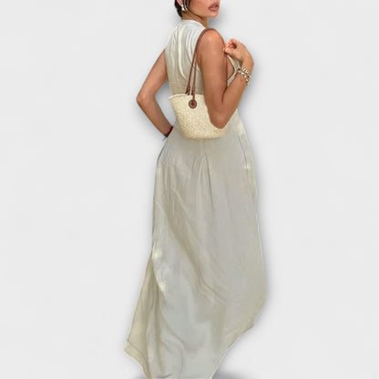 Sleeveless Pleated Bodycon Midi Dress