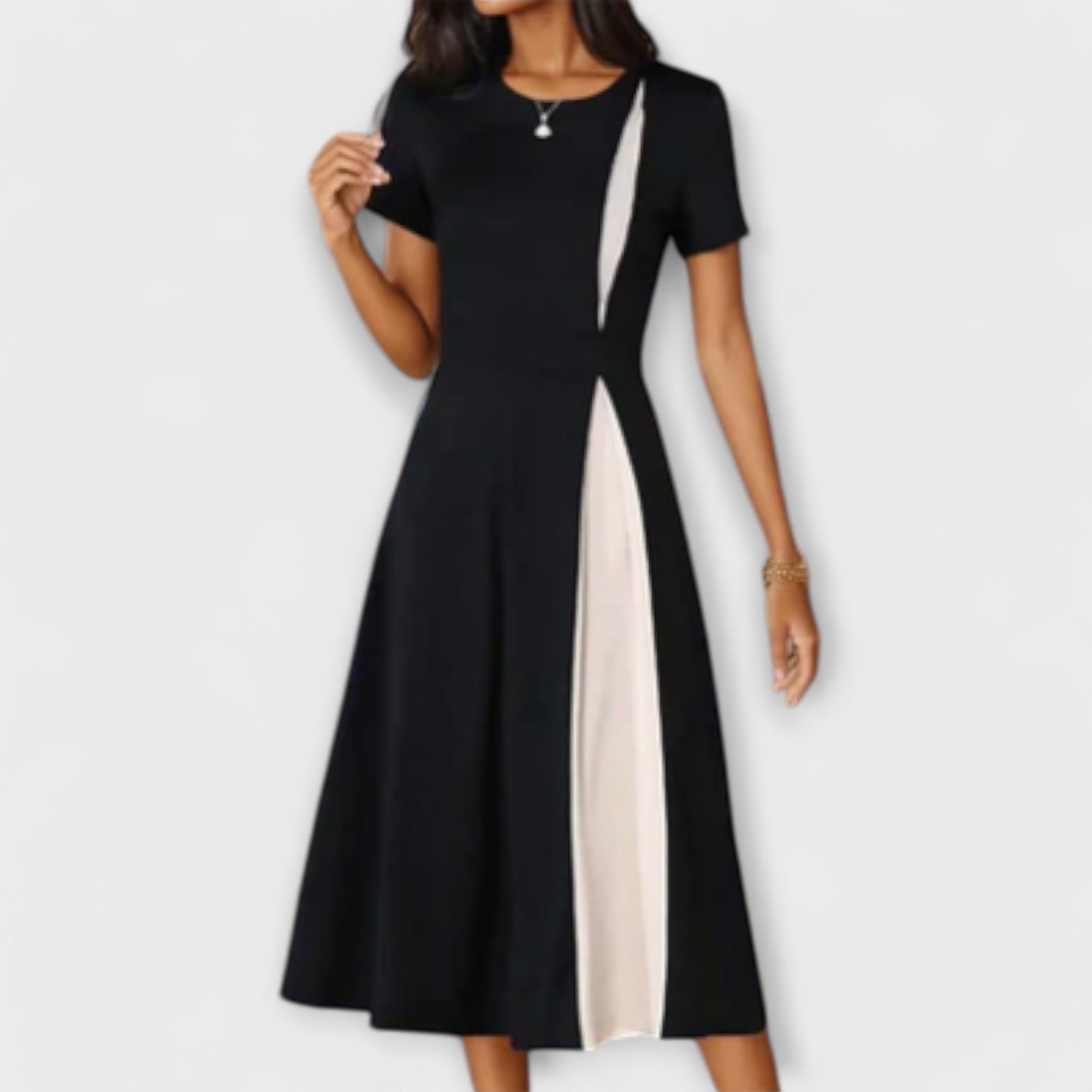 Hanne - Black and White Midi Dress