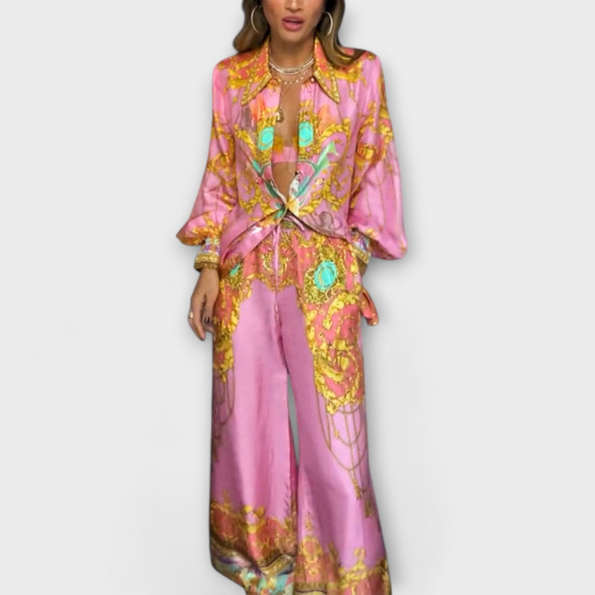 Sage - Mermaid Relaxed Shirt and Elastic Waist Pants Set