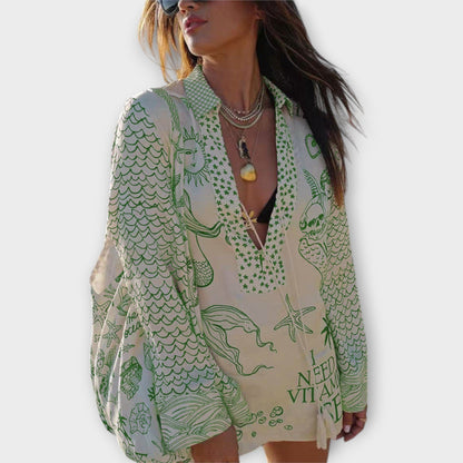 Liv - Water Satin Tassel Shirt and Shorts Set