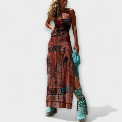 Fee - Unique Midi Dress with Shawl Collar