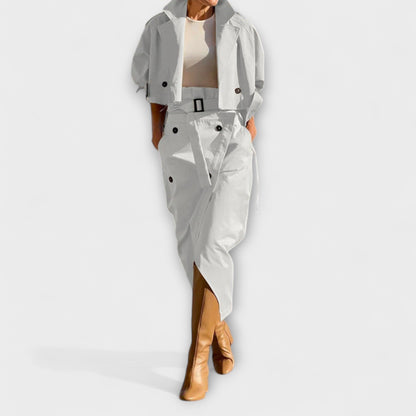 Lyra - Elegant Jacket Midi Skirt with Pockets