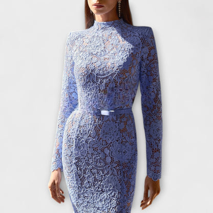 Freya - Elegant Midi Dress Made of Floral Lace