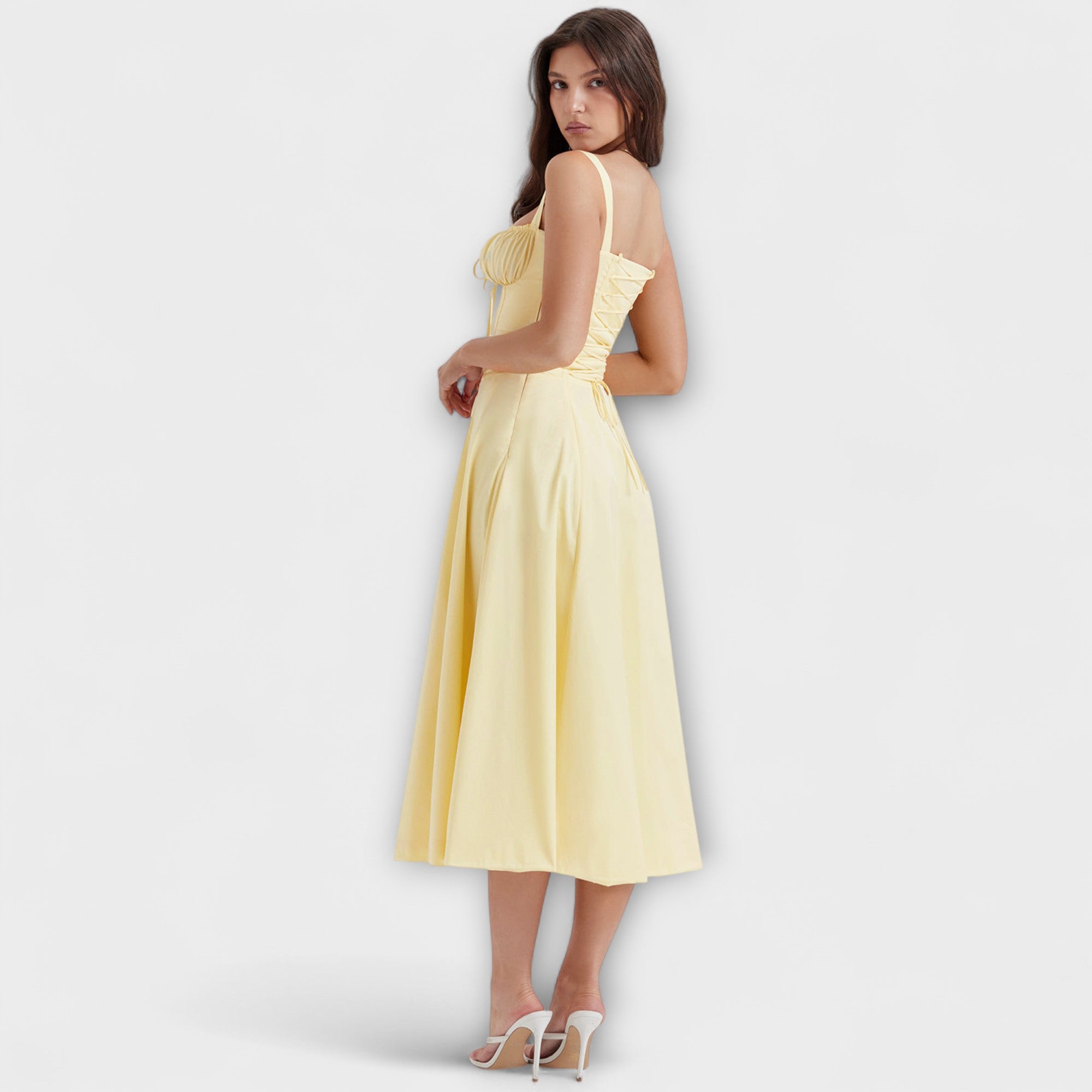 Zipporas - Custom-Made Bustier Dress with Modern Spring Floral Pattern